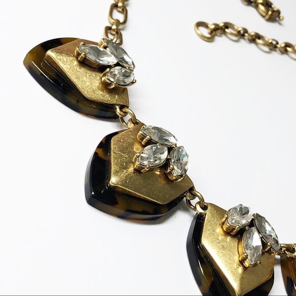 J. Crew Tortoise Shell Crystal Statement Necklace - Picture 4 of 8
